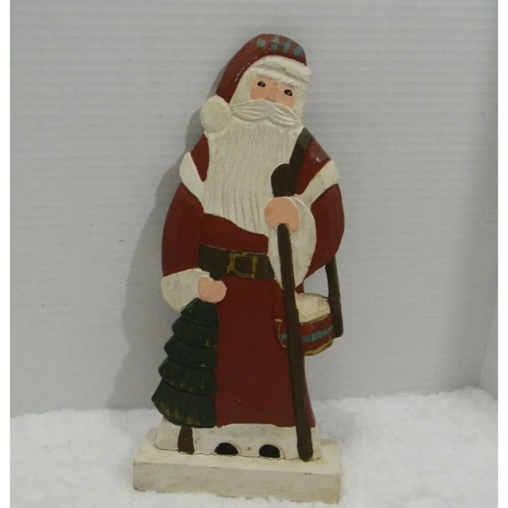 Vintage Santa Wood Carving Folk Art Primitive Father Christmas Tabletop Decor